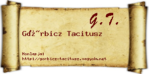 Görbicz Tacitusz névjegykártya